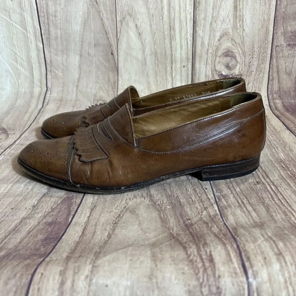 Vintage Mens Bostonian Shoes Loafers Tassel Florentine Dress Brown 9 1/2 M ITALY